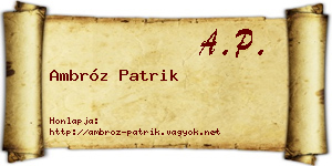 Ambróz Patrik névjegykártya